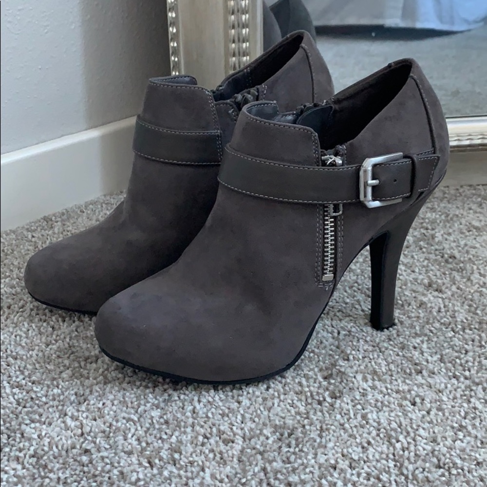 Gray Heeled Booties